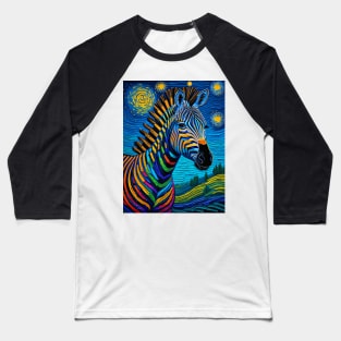 Zebra on starry night Baseball T-Shirt